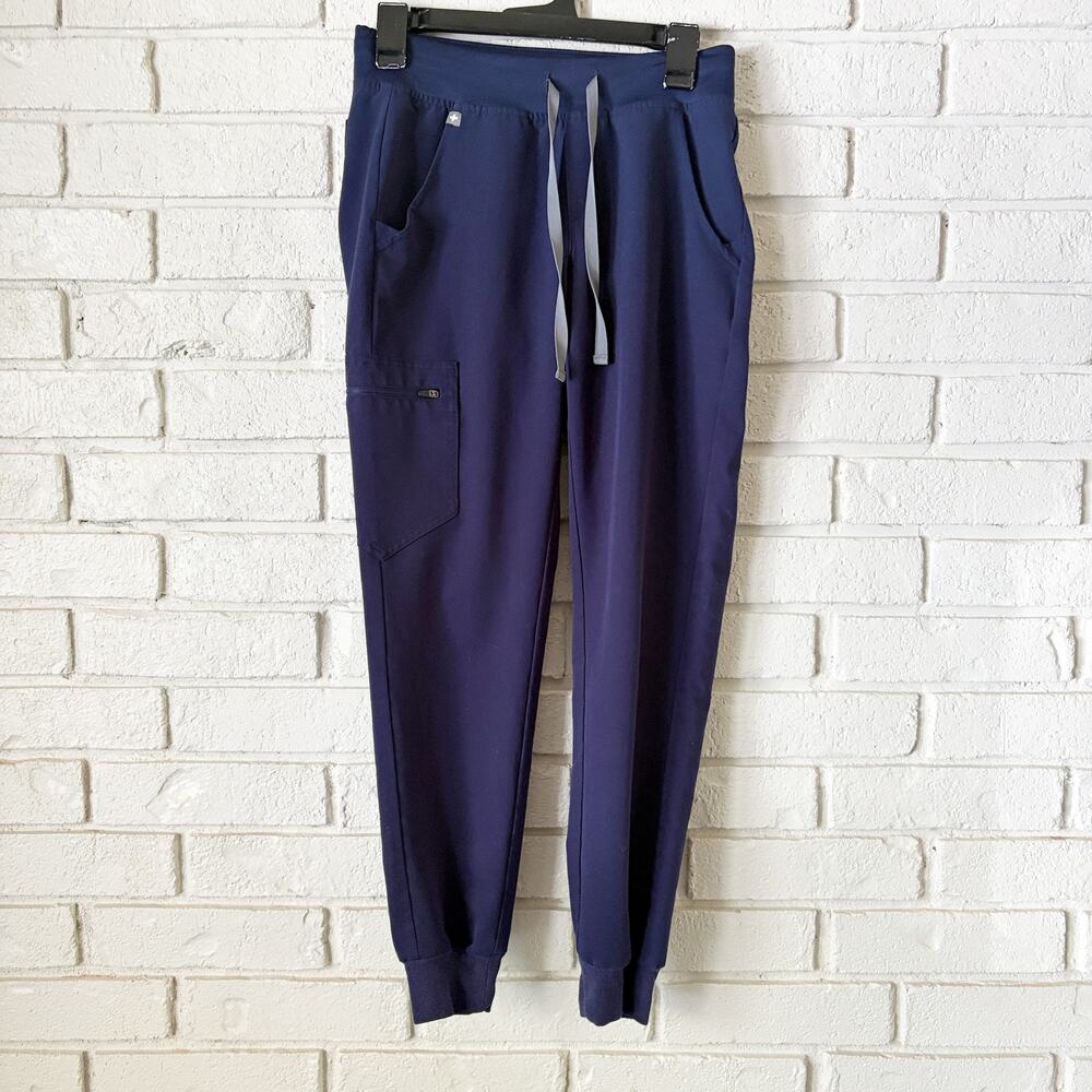 FIGS Zamora Jogger Scrub Pants XS Navy Medical Pants w/Pockets Elastic Waist